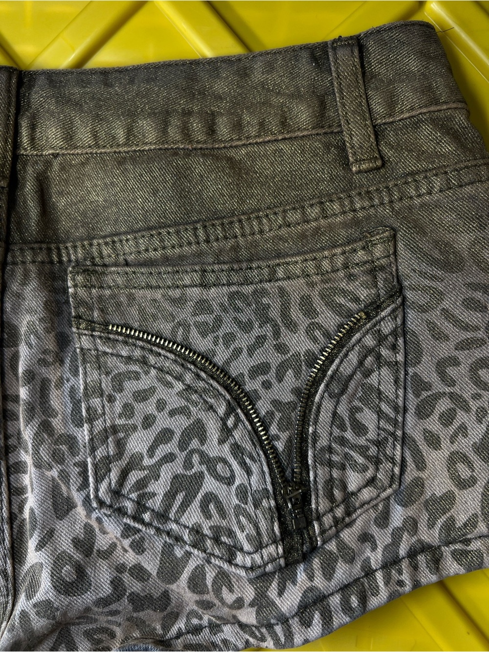 Leopard Print Women's Denim Shorts - Tan - Picture 9 of 9